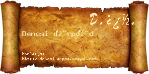 Dencsi Árpád névjegykártya