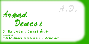 arpad dencsi business card
