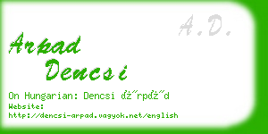 arpad dencsi business card